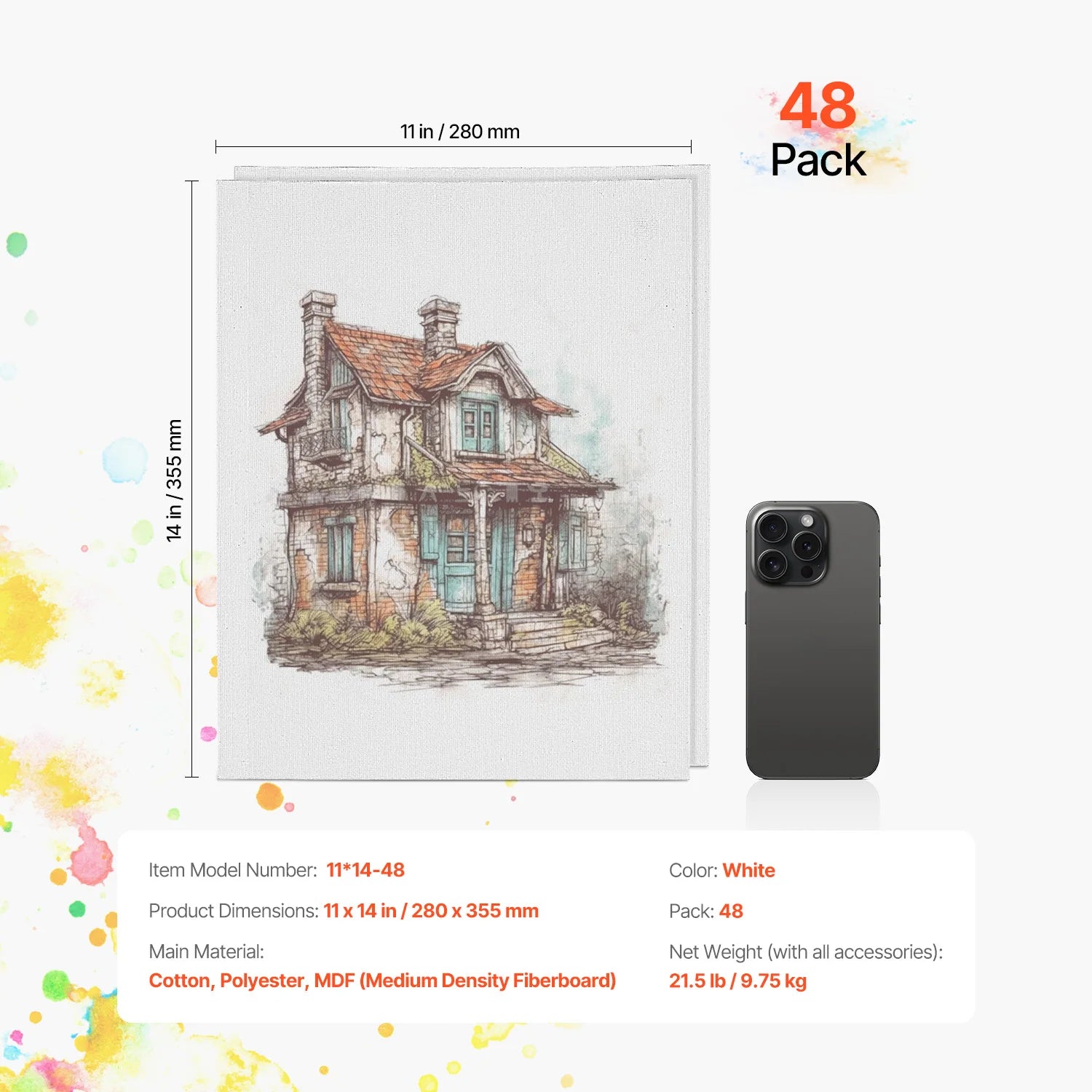 Zestaw 24 sztuk płócien malarskich 8x10 cali