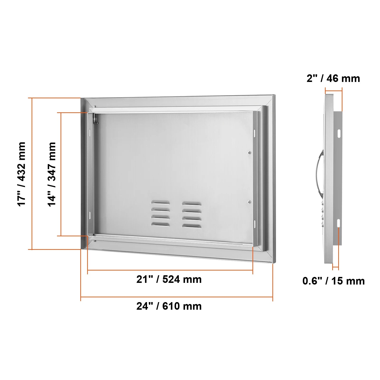 Stainless Steel BBQ Access Door Flush Mount with Reversible Design