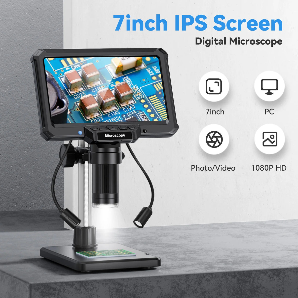7-Inch Digital Microscope with Stand