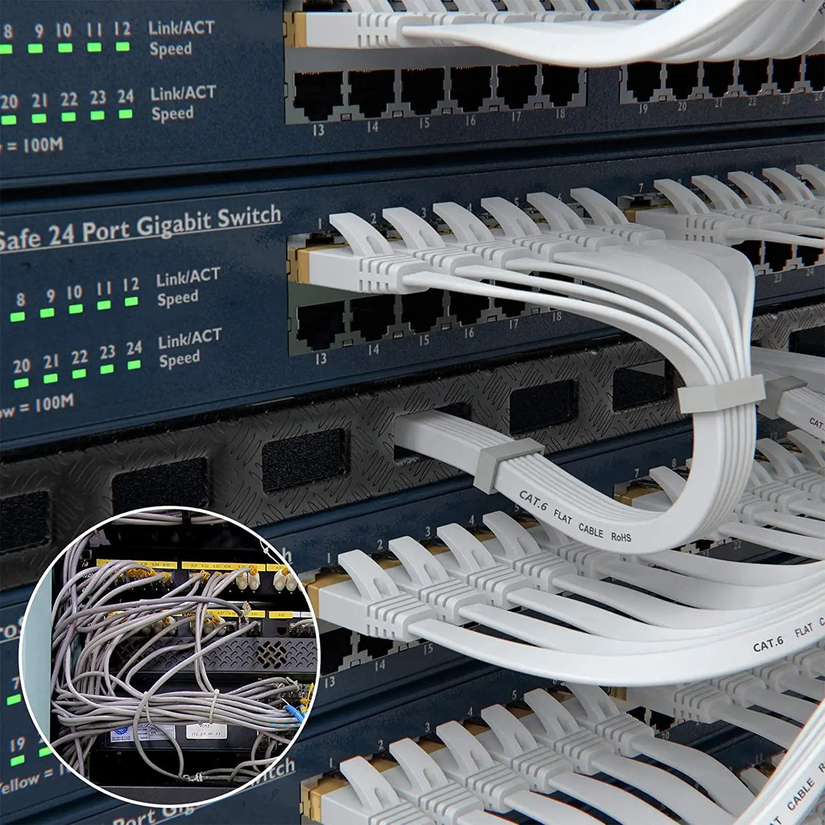 Flat Cat6 RJ45 Ethernet Cable, Length Options