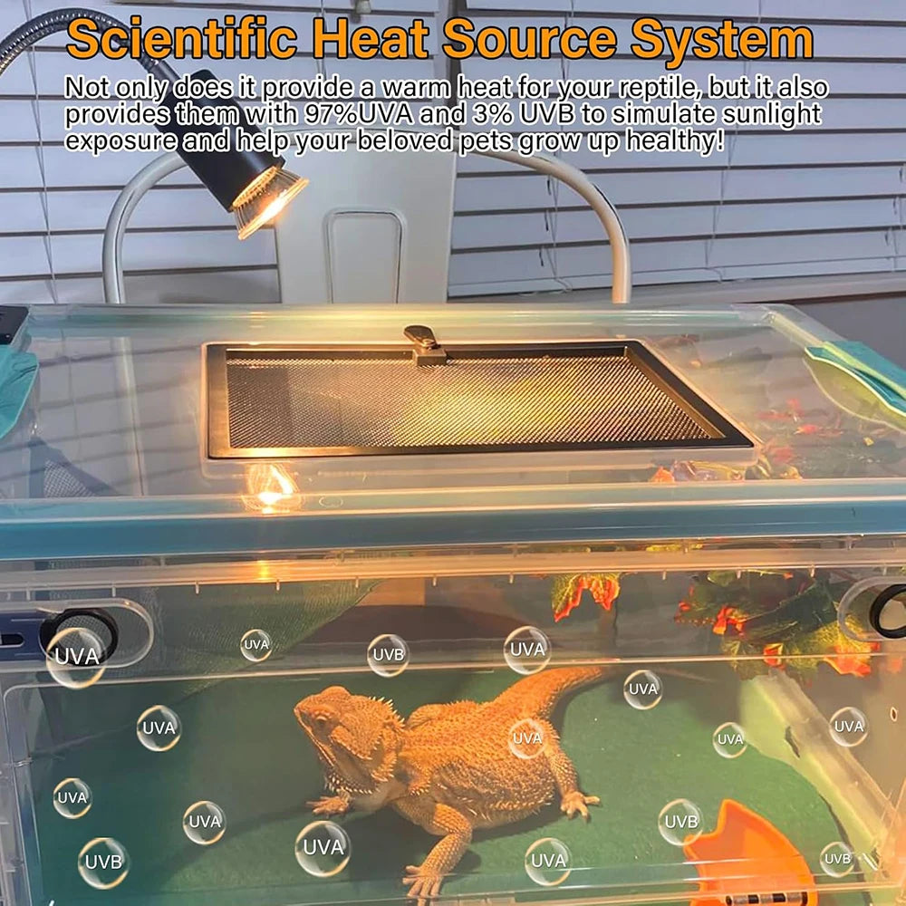 Adjustable E27 Reptile Basking Lamp, EU Plug