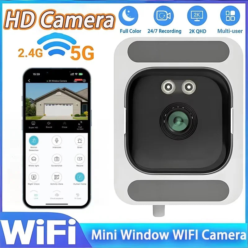 Caméra fenêtre WiFi 2,4 GHz 1080P 3MP surveillance intérieure