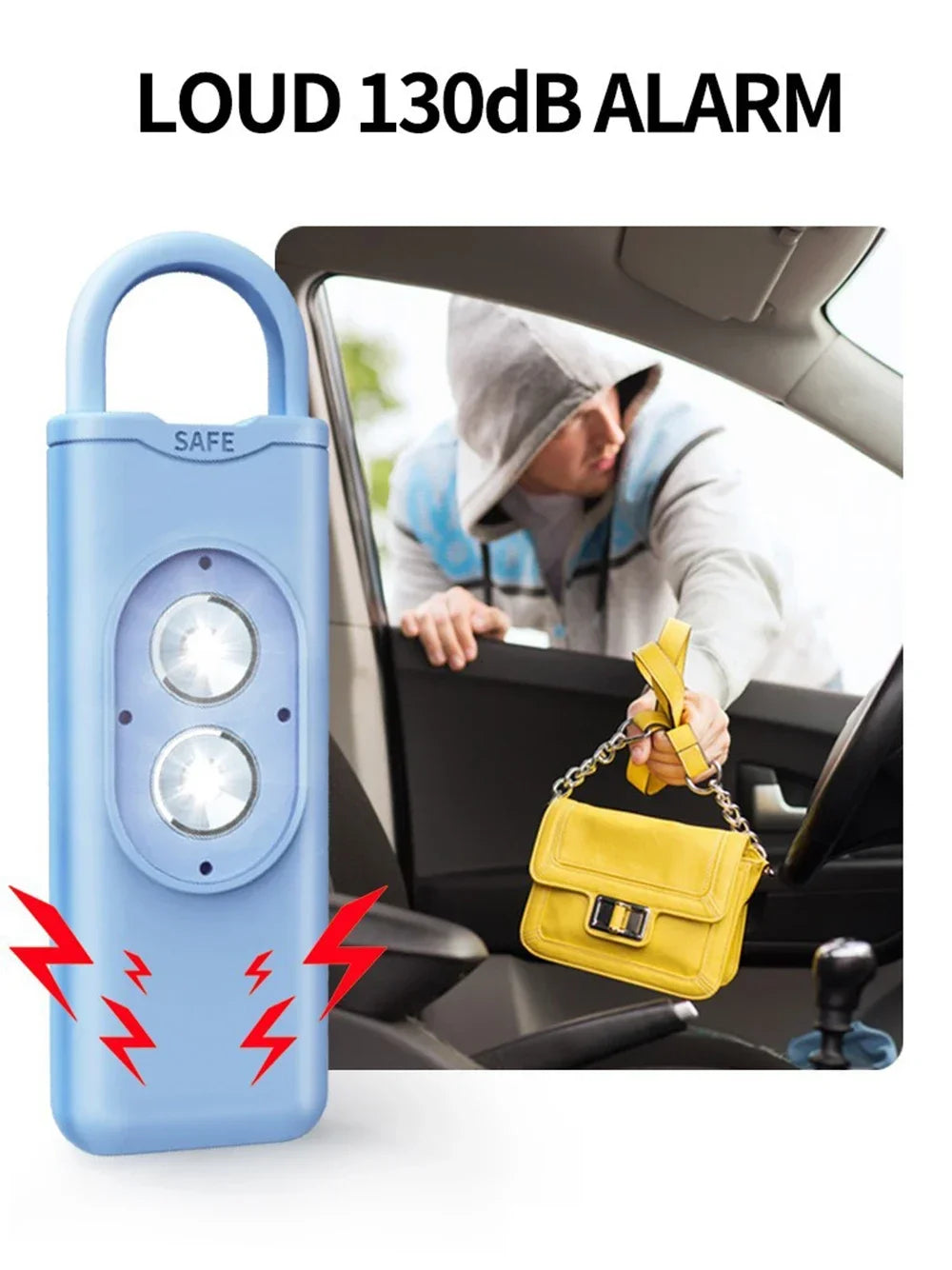 Self Defense Alarm 130DB LEDLight Anti-wolf Alert for Girl Child Women Carrying Scream Loud Panic Alarm Emergency Alarm Keychain