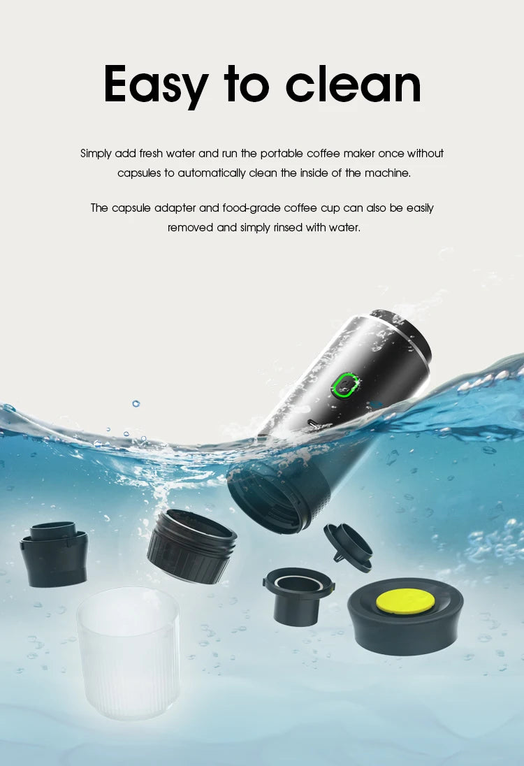 Portable Rechargeable Espresso Maker for Capsules & Ground Coffee