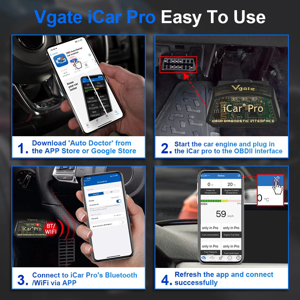 Vgate iCar Pro elm327 V2.3 OBD 2 OBD2 Car diagnostic Tools WIFI Bluetooth 4.0 for Android/IOS BT3.0 For Android ODB2 Car Scanner