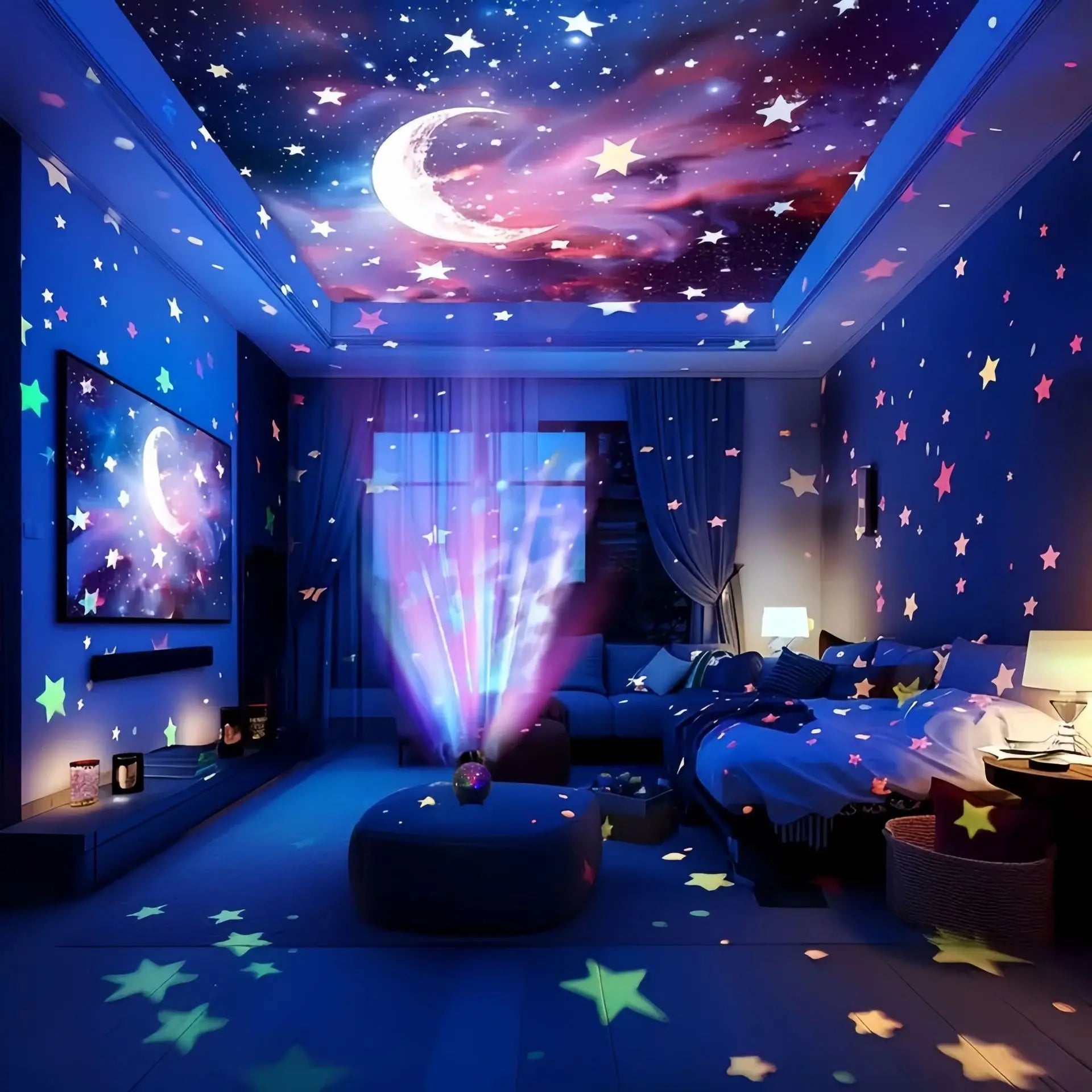 Starry Sky Galaxy Moon Projector Night Light USB RGB