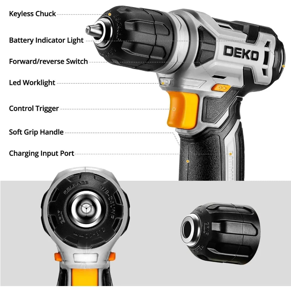 8V Cordless Drill Tool Kit 126-Piece Home Repair Set