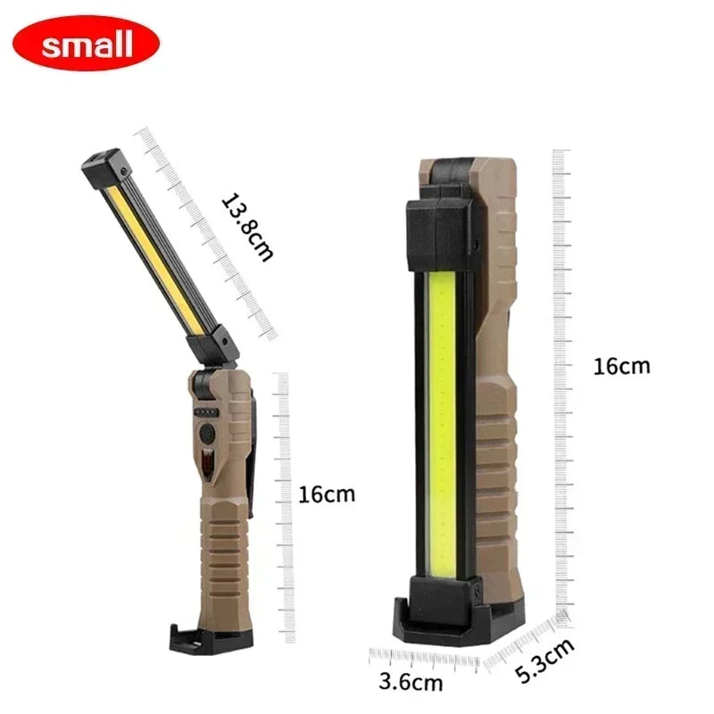 USB Rechargeable LED Work Light 1000 Lumens COB Lantern with Power Capacity Indicator Handled Flashlight for Outdoor Car Repair