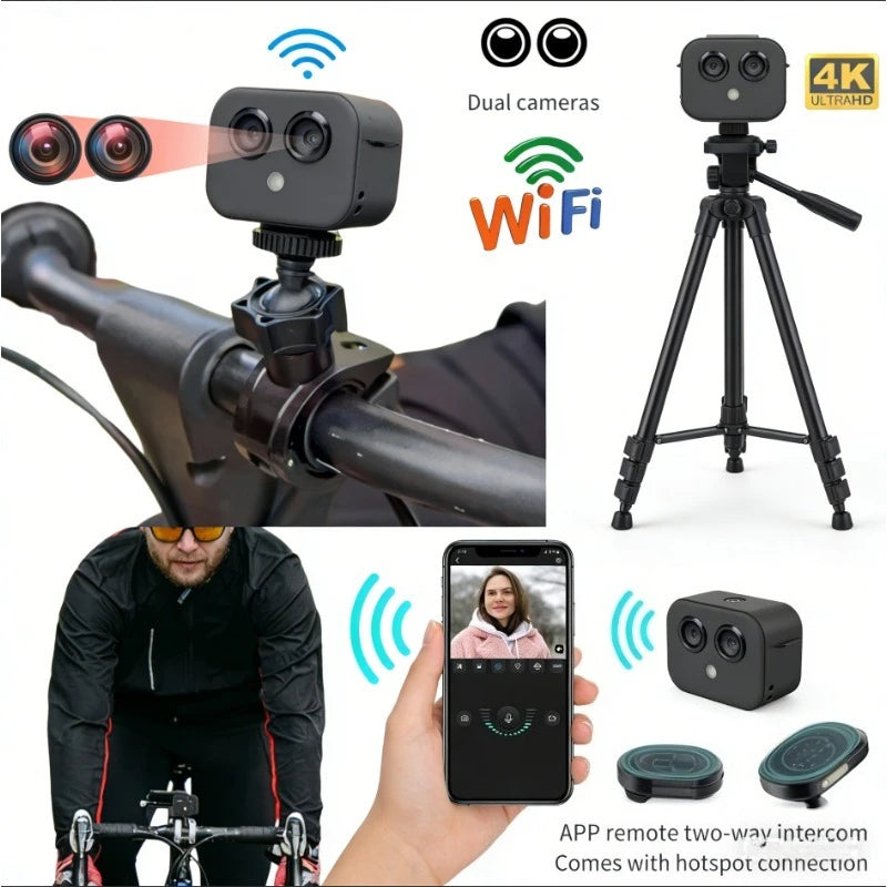 Caméra Mini WiFi 4K HD, sécurité domestique sans fil, double webcam, caméscope IP micro, vision nocturne, moniteur sportif, magnétiques