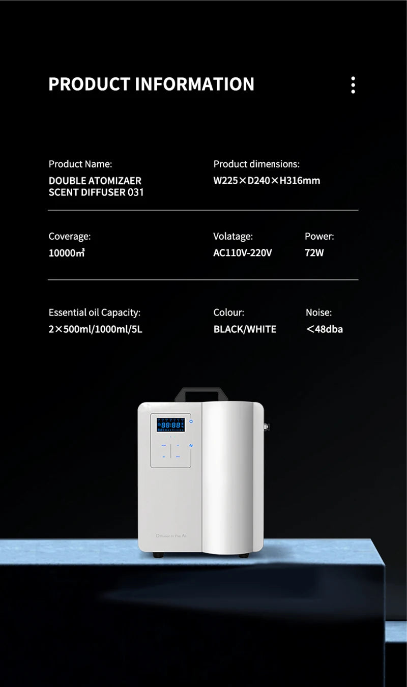 Smart HVAC Aroma Diffuser 10000m³ Dækning Bluetooth Kontrol