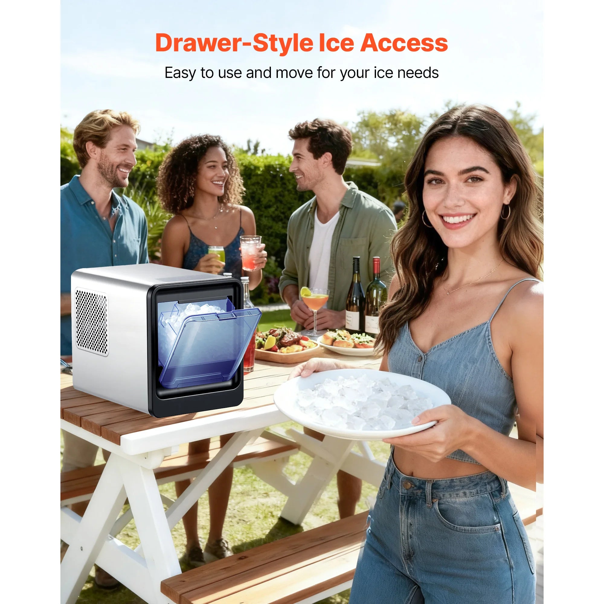 Countertop Nugget Ice Maker 33–44 lbs/Day with Self-Cleaning