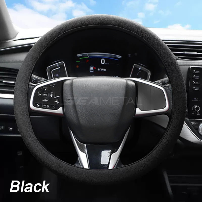 SEAMETAL Silica Gel Steering Wheel Cover Full Surrounded Elastic Car Steer Wheel Protector Anti Slip Universal for 33cm-40cm