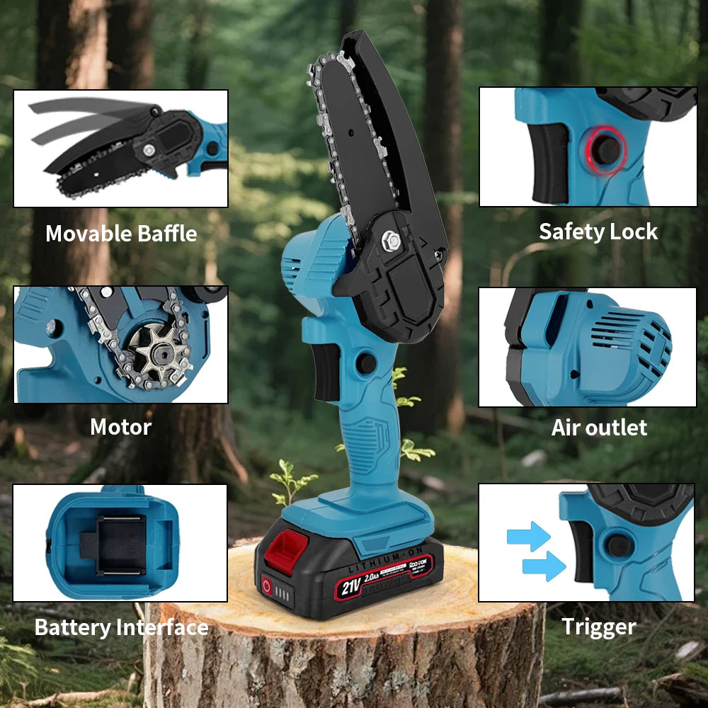 Cordless Mini Chainsaw Body, 4 or 6 Inch