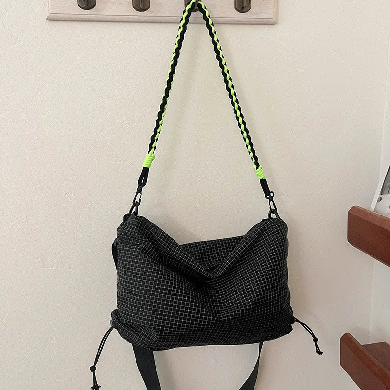 Borsa tote in poliestere a quadri per l’uso quotidiano