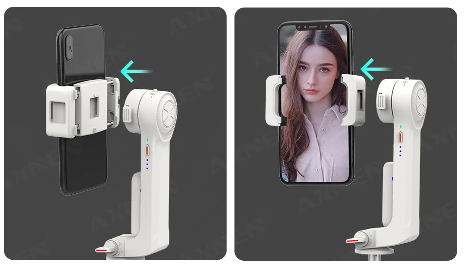 AXNEN A10 Handheld Gimbal Smartphone Stabilizer with Fill Light Extension Rod Remote Cellphone Selfie Stick for iPhone Samsung