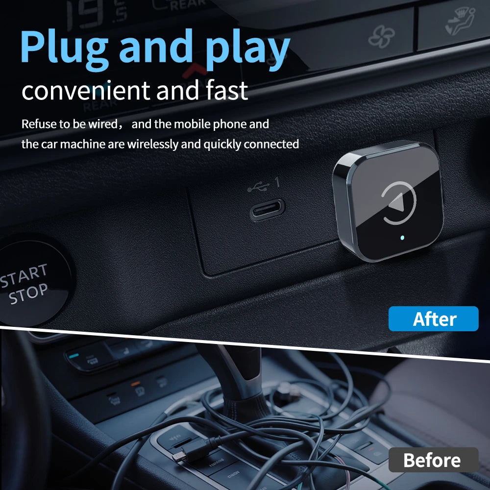 (2026 Ulepszony) Adapter CarPlay bezprzewodowy dla Apple iPhone & Android Mały rozmiar Plug and Play Szybkie i stabilne połączenie Bezprzewodowy