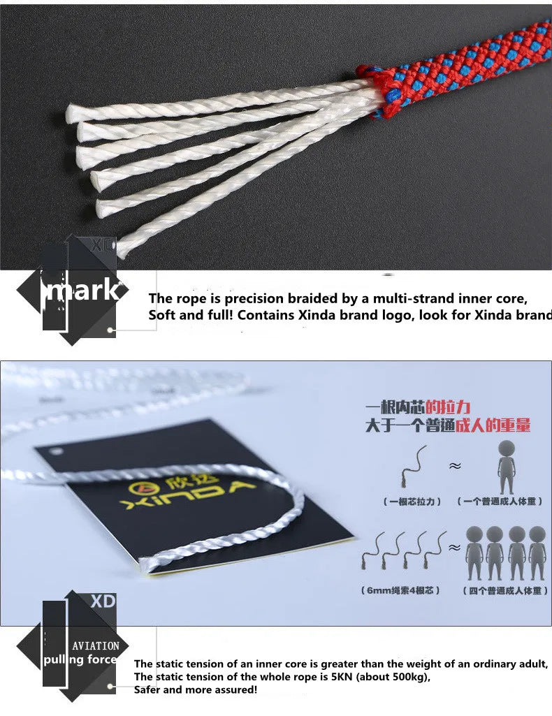 6mm Auxiliary Rope for Camping and Mountaineering