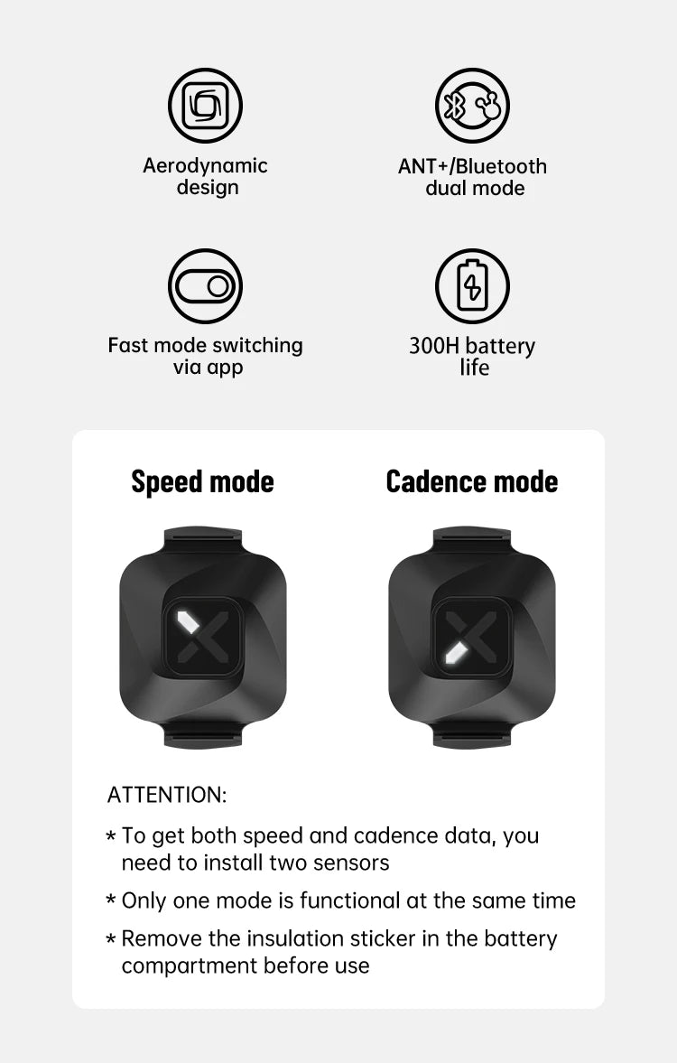 XOSS Vortex Speed Cadence Sensor for Bicycle Computer IPX7 Waterproof 300Hrs Battery Life Bluetooth ANT+ Bike Accessories MTB