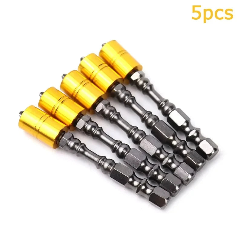 Five 65 mm Magnetic Phillips Screwdriver Bits