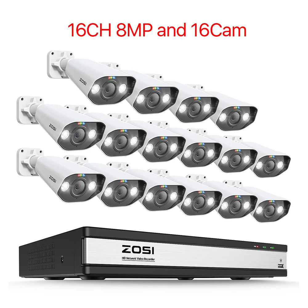ZOSI 16-Channel 8MP PoE Security Camera System with 4TB HDD
