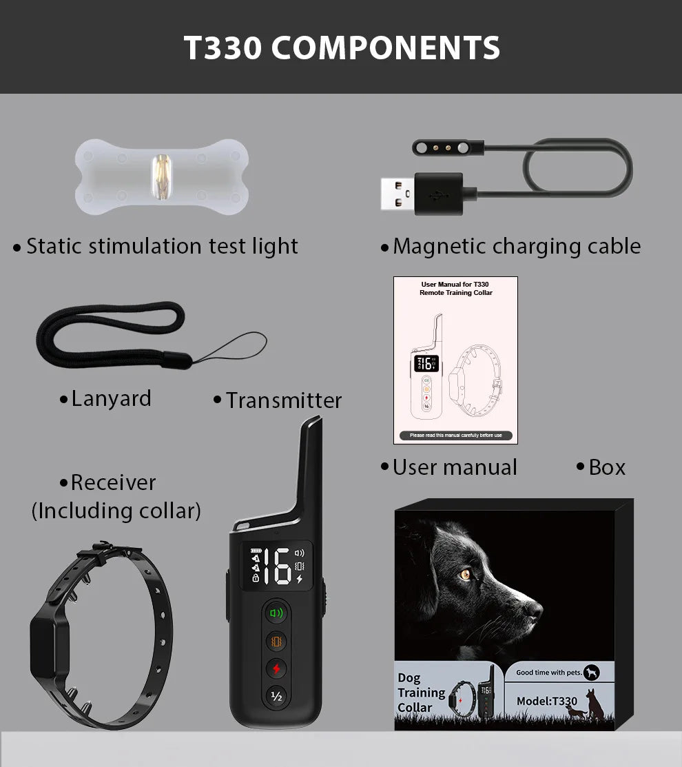 Waterproof Rechargeable Dog Training Collar with 500m Remote Control