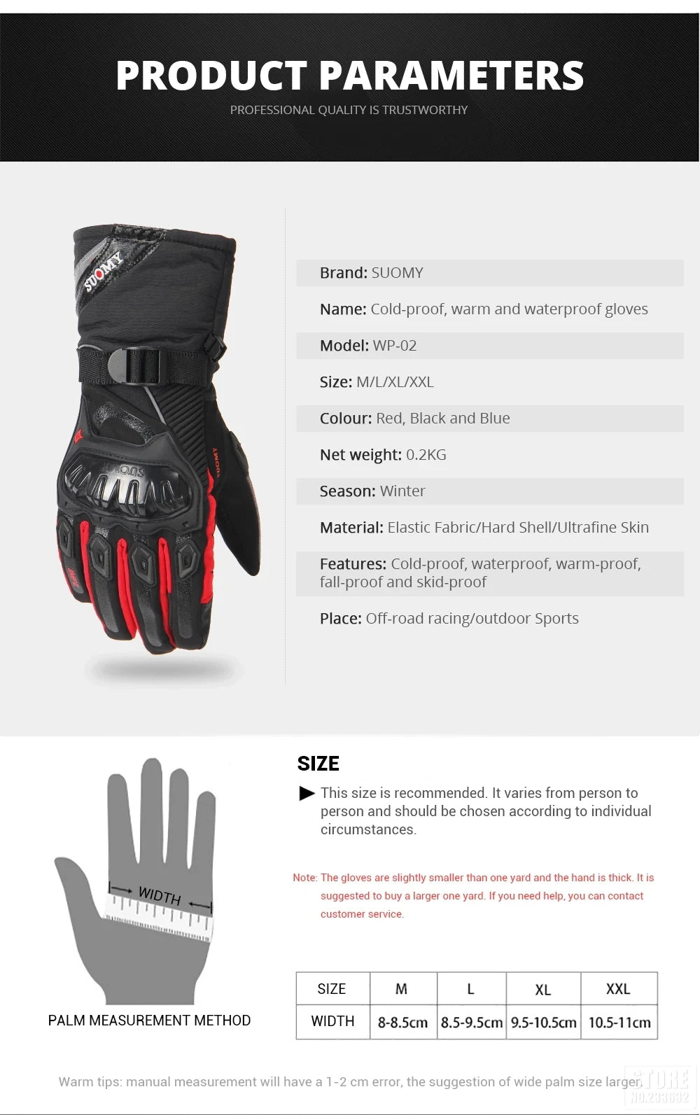 Winter Warm Motorcycle Gloves for Outdoor Riding