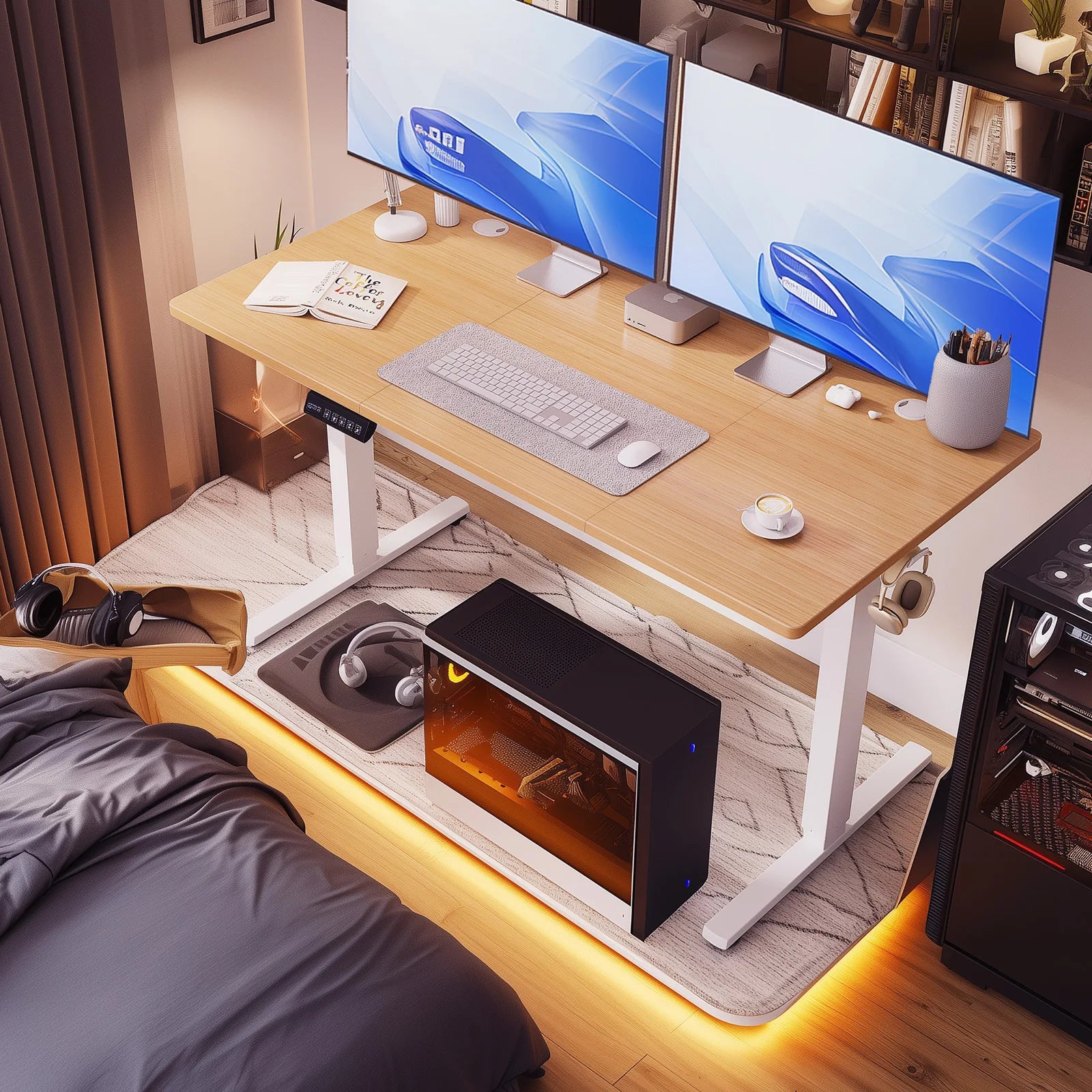 Electric Height Adjustable Standing Desk 63x24 Sit Stand Workstation