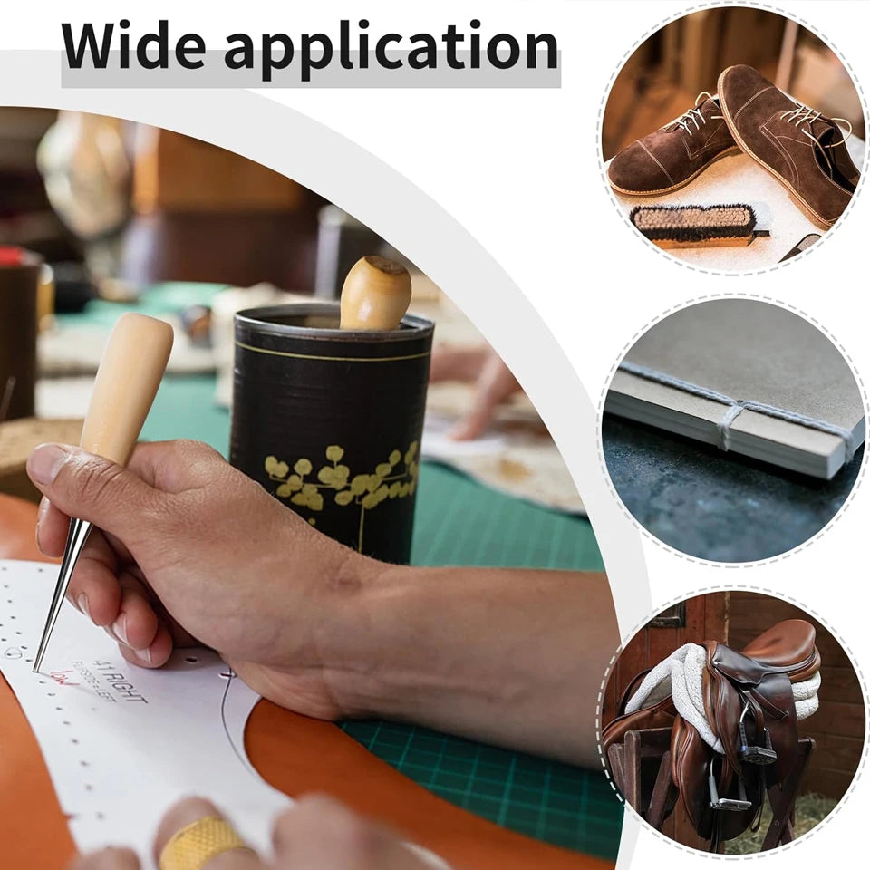Leather Stitching Kit with Awl, Needles & 30m Waxed Thread