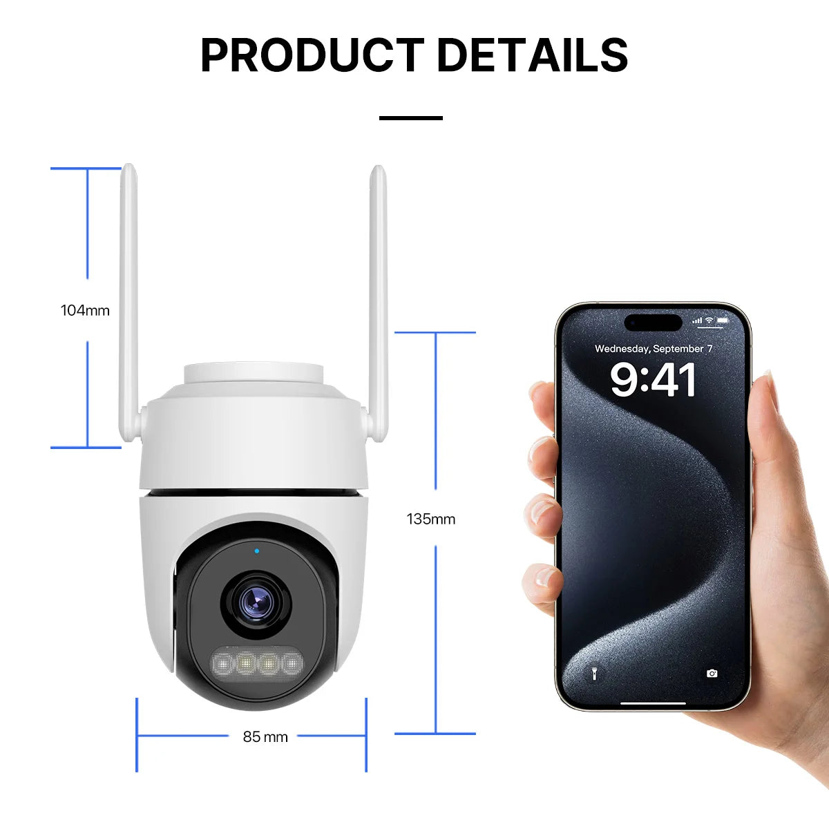 1080P WiFi PTZ Security Camera with Night Vision & Two-Way Audio