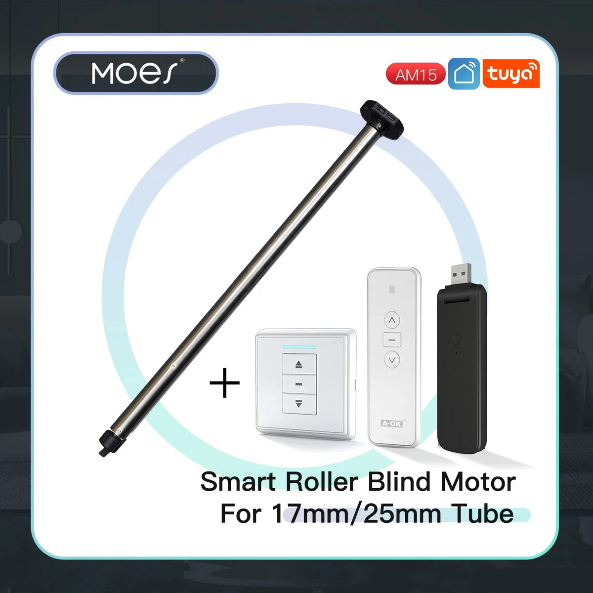 Moteur de store enrouleur rechargeable AM15 - Options de tube