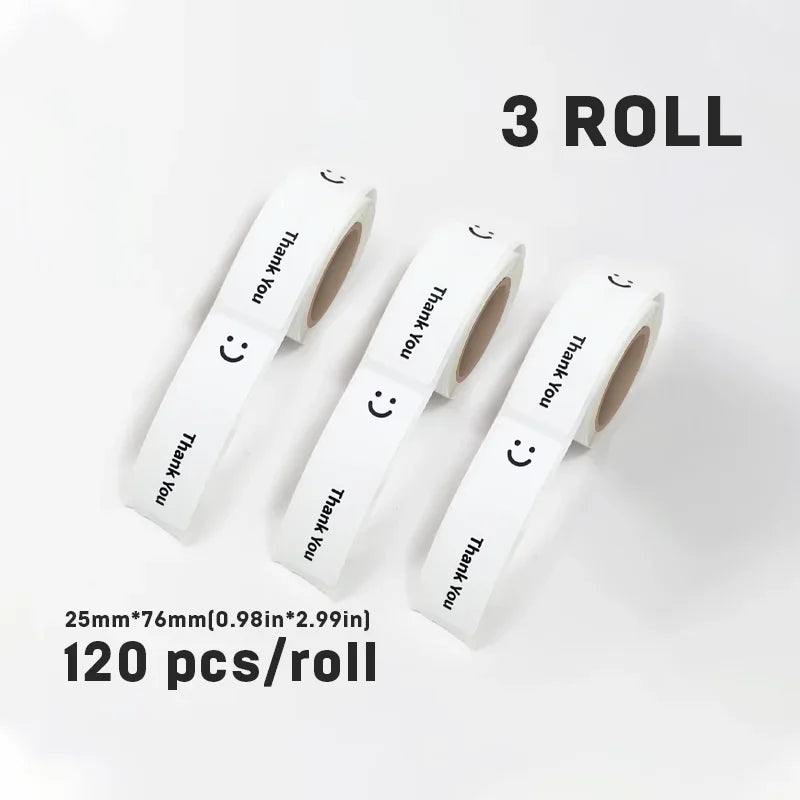 120Pcs/roll Smiling Face Black and White Thank You Rectangular Seal Sticker Gift Sticker for Homemade Packaging Decoration Label