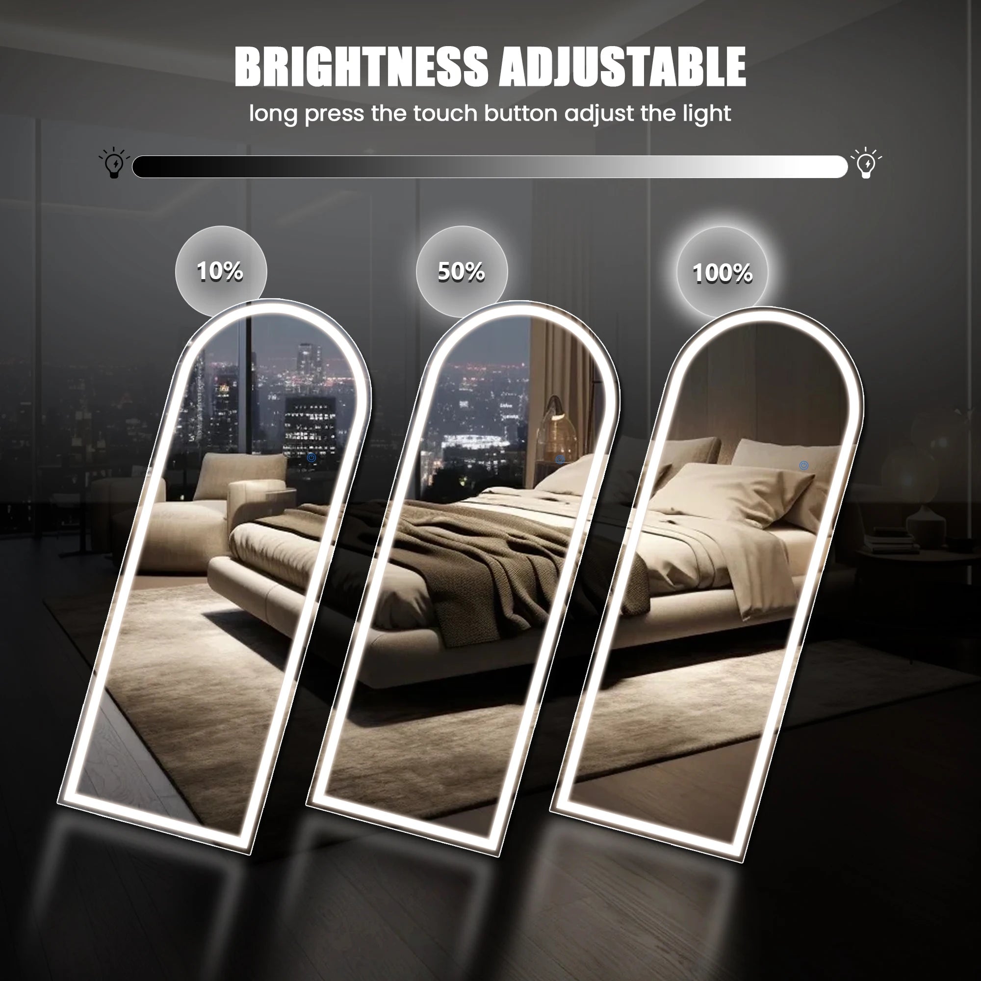 Oglindă LED cu lungime completă 71x26 cu moduri de iluminare reglabile
