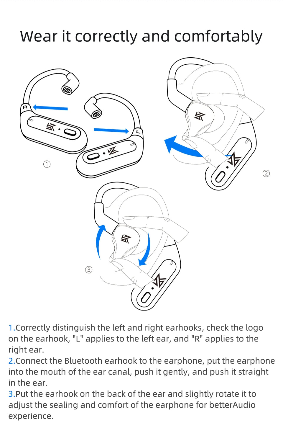 KZ AZ09 Wireless Upgrade Cable Bluetooth-compatible 5.2 HIFI Wireless Ear Hook C PIN Connector With Charging Case