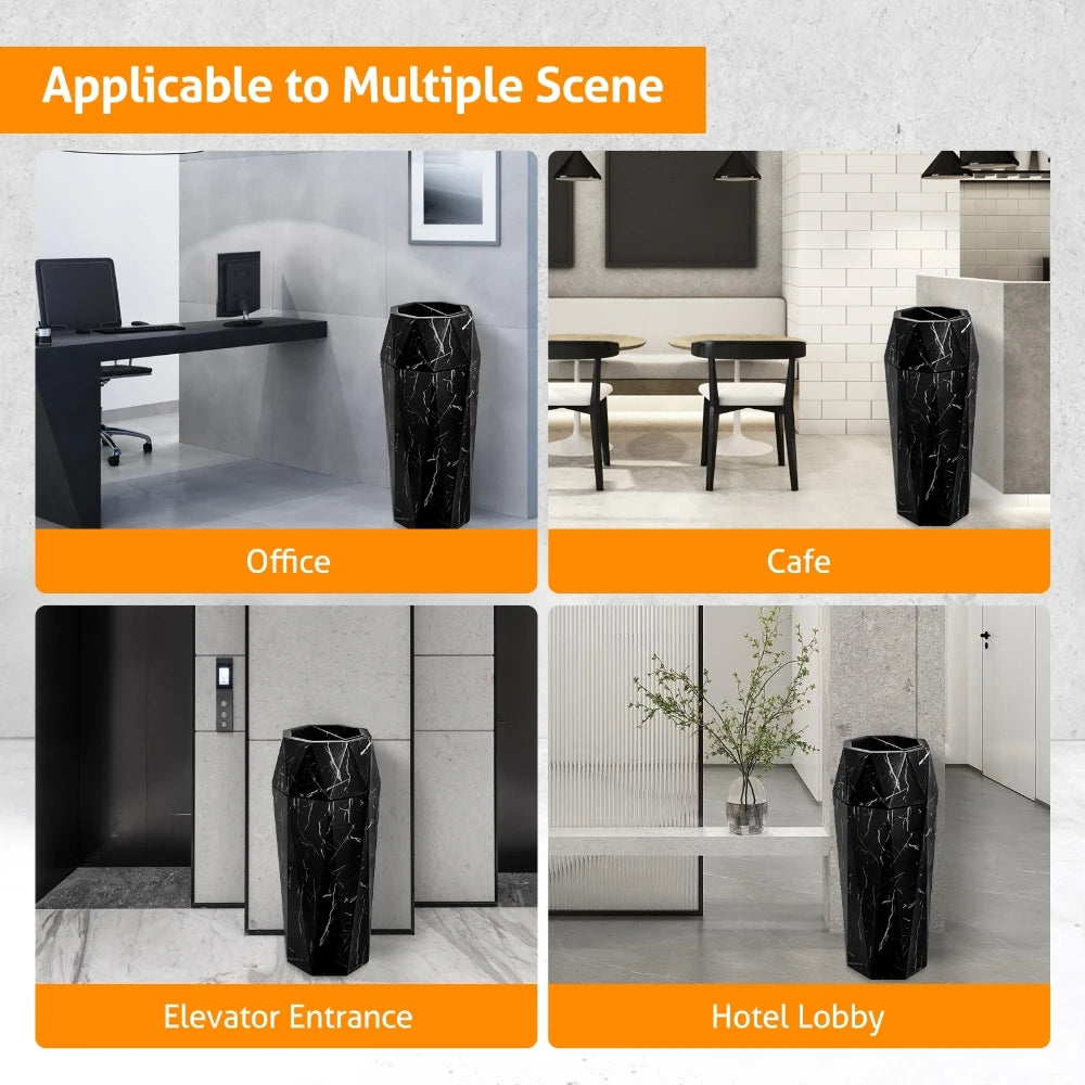 30L Diamond Style Stainless Steel Trash Can with Ashtray Lid
