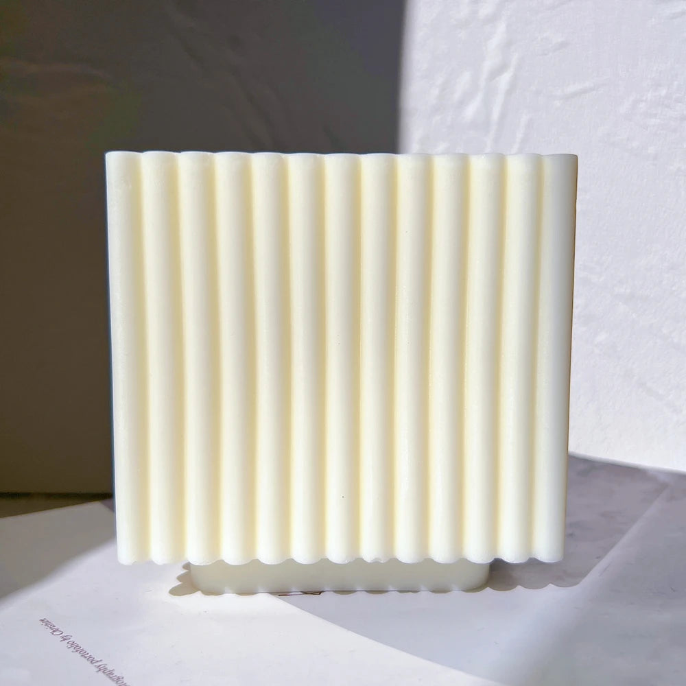 Ribbed Square Silicone Candle Mould — D206