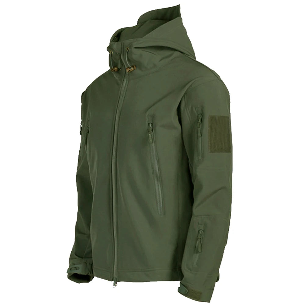 Men’s Tactical Waterproof Soft Shell Jacket with Hood – Windproof