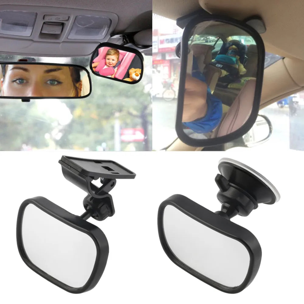 Justerbart speil for baksetet i bilen med to fester