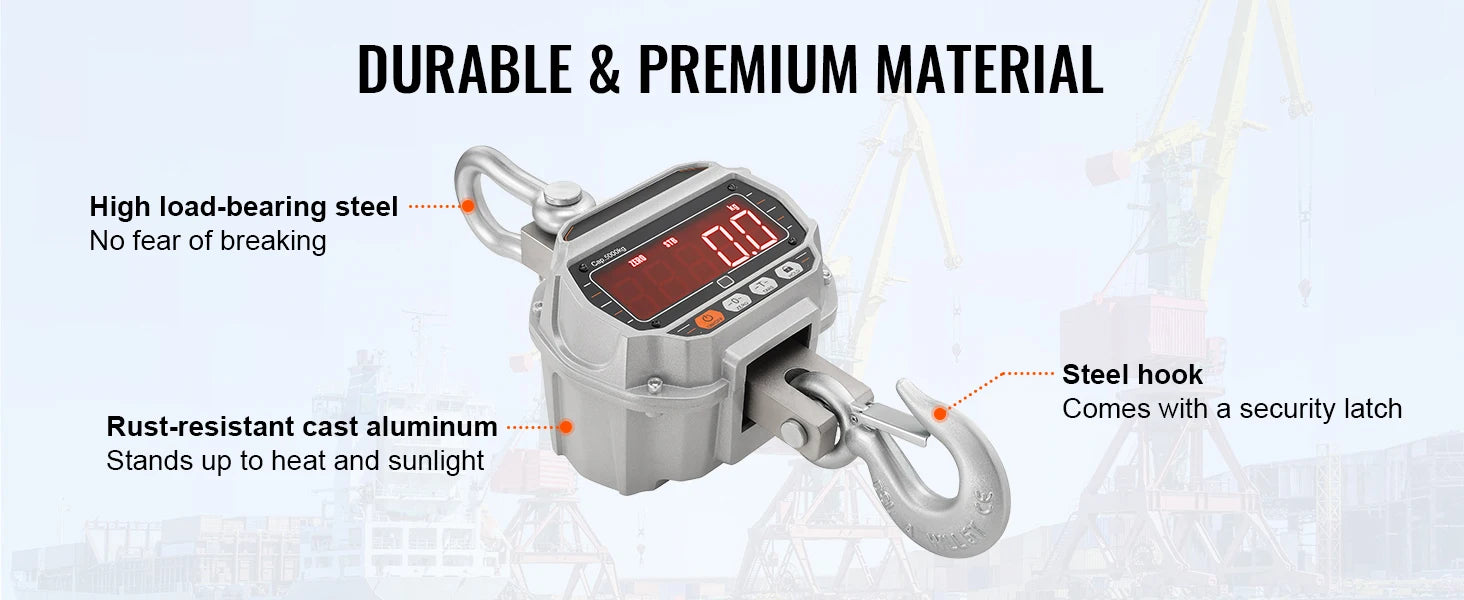 Digital Crane Scale 3000–5000 kg Heavy Duty Hanging Scale with Remote