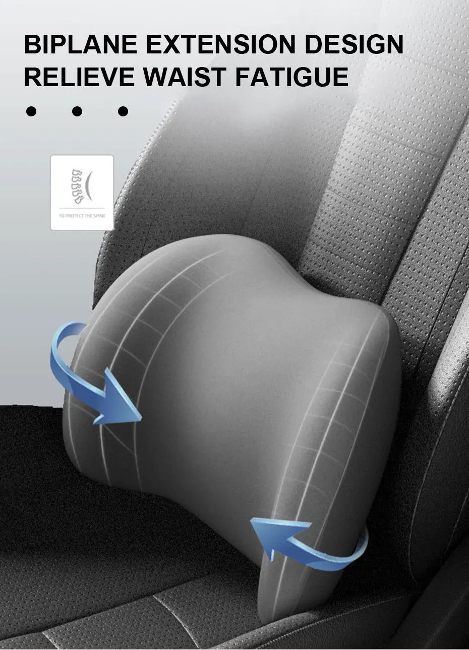 SEAMETAL Memory Foam Car Neck Pillow Lumbar Support Cushion Ergonomics Headrest Pillow Breathable Washable Cover Reduce Soreness