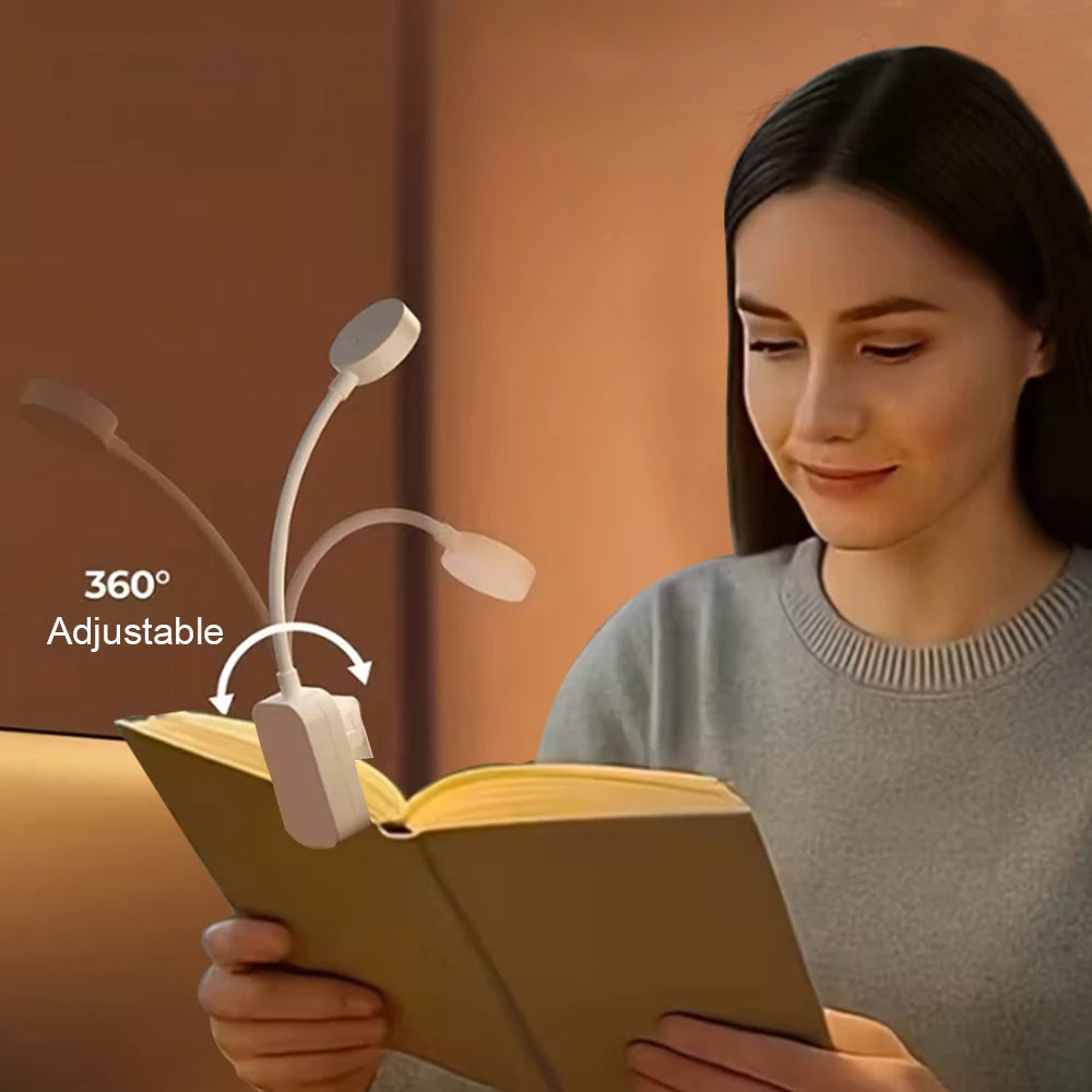 مصباح قراءة LED يُثبت بمشبك ويعمل بالبطارية