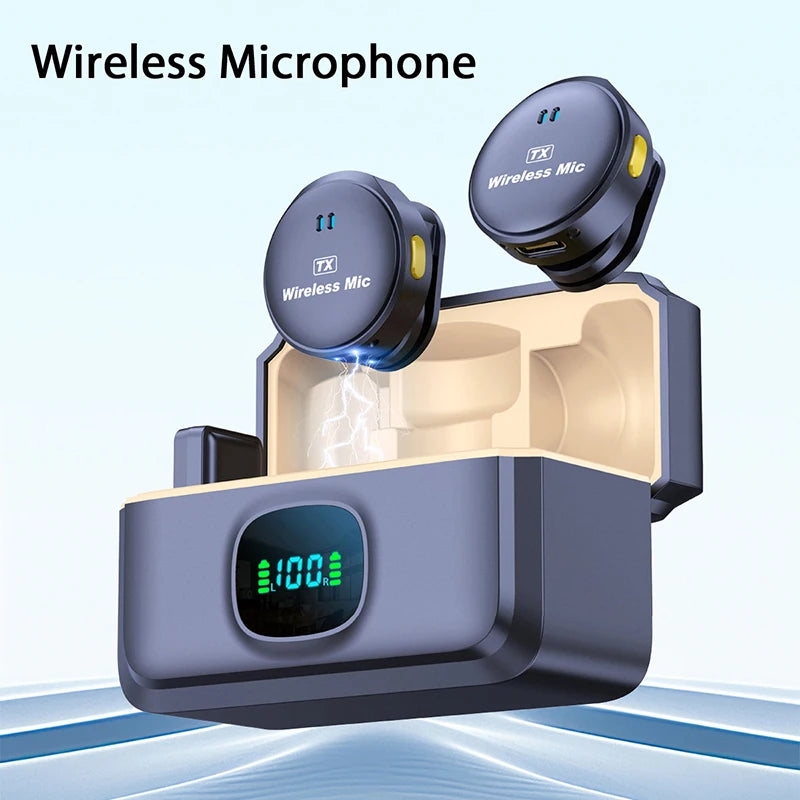 Conjunto de microfones de lapela sem fios duplos Type-C