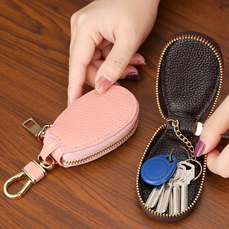 1PCS Leather Zipper Key Wallet Keychain Multifunctional Mini Purse Key Holder Case