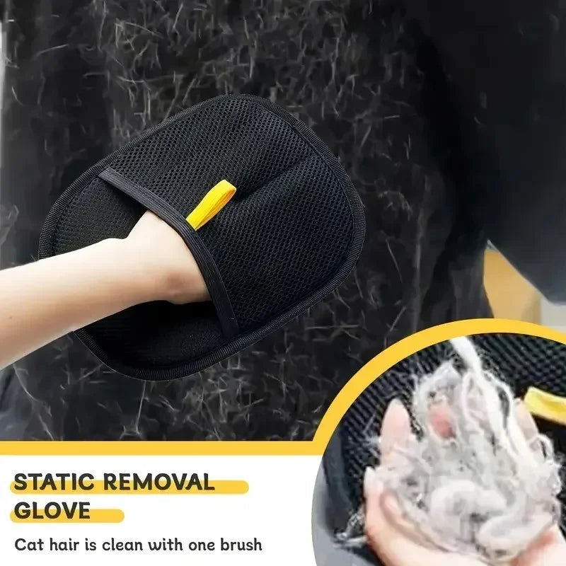 Static Pet Hair Removal Gloves - Grooming & Deshedding Gloves for Dogs Cats - Works on Sofa Carpet Clothes - Multi-Surface Brush
