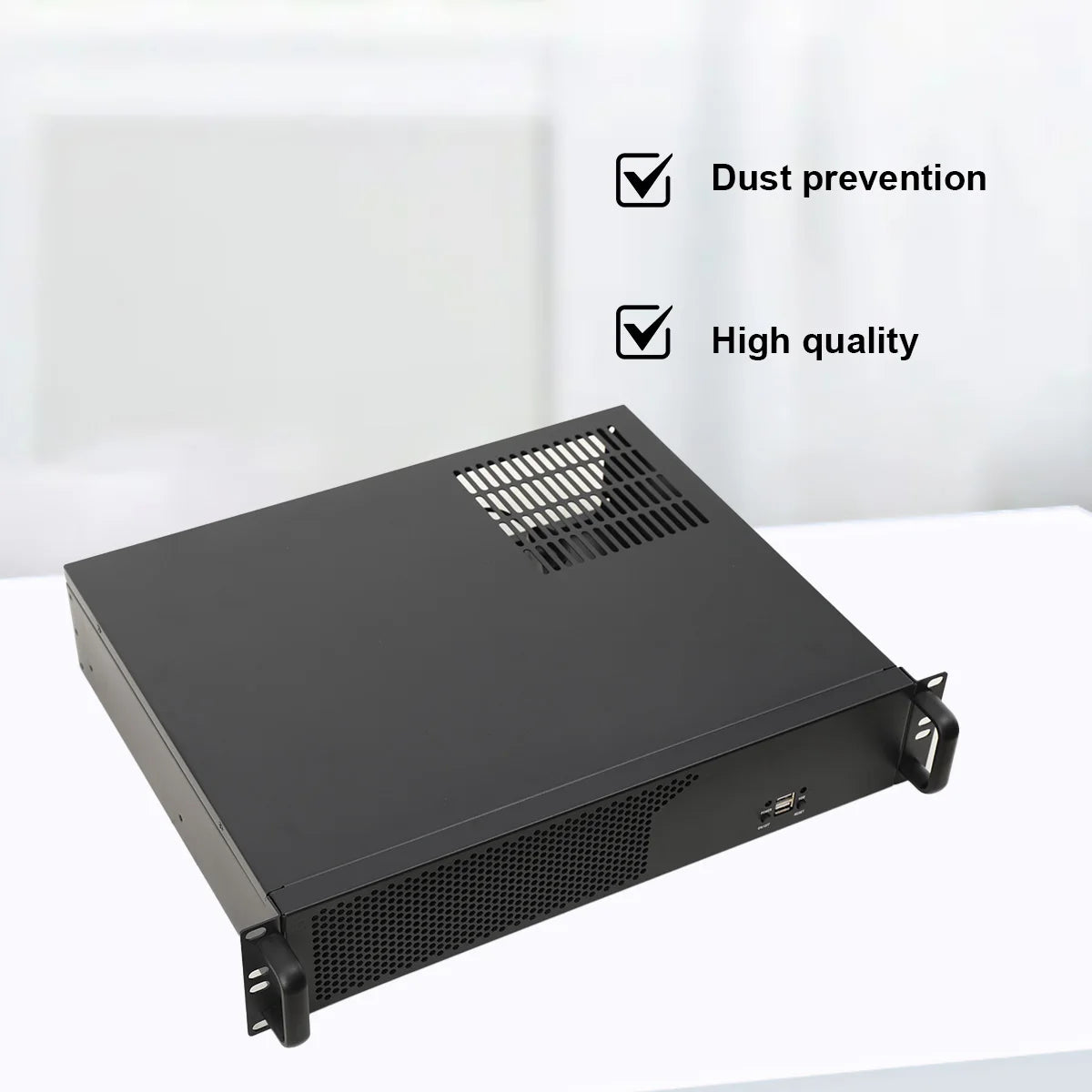 2U chassis aluminium panel ultra kort industrielt kontrolserver chassis datalagring bundkort serverkasse