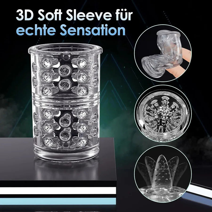 Dönen ve Yalama Fonksiyonlu Otomatik İtişli Erkek Mastürbatör