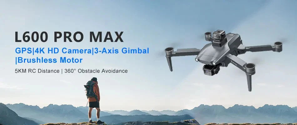 New L600 PRO MAX/PRO GPS Drone 5KM 4K Professional HD Dual Camera 3-Axis Gimbal 360° Obstacle Avoidance Brushless Quadcopter Toy