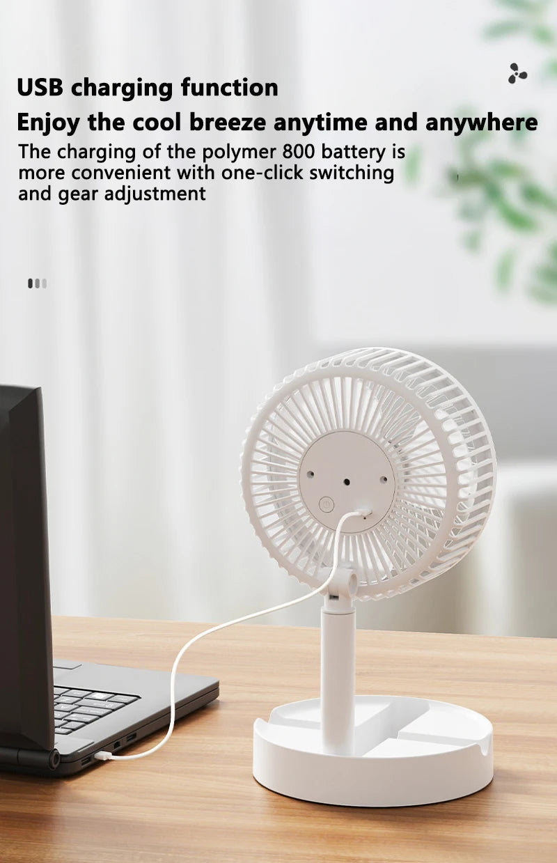 Tragbarer USB-Klapp-Schreibtischventilator mit 3 Geschwindigkeiten und Timer