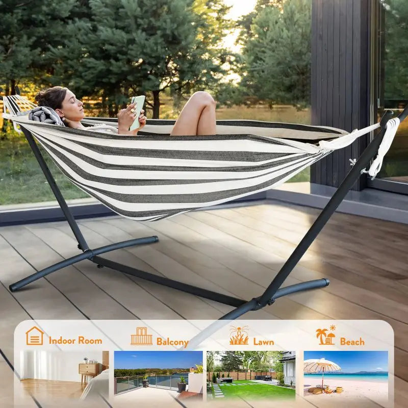 Adjustable Hammock Stand with 600 lb Capacity and Carry Bag