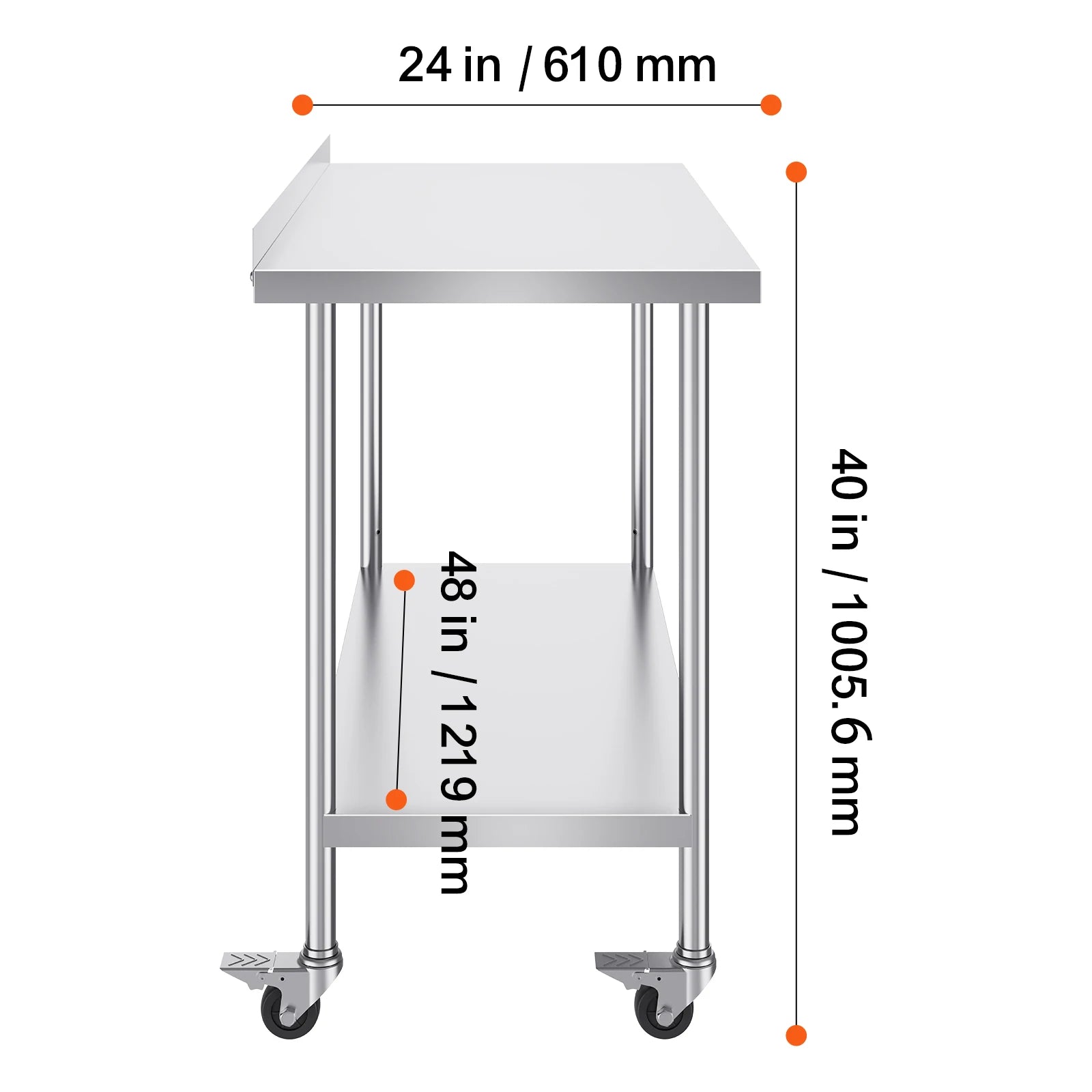 Stainless Steel Work Table with Casters 24x60 Prep Station