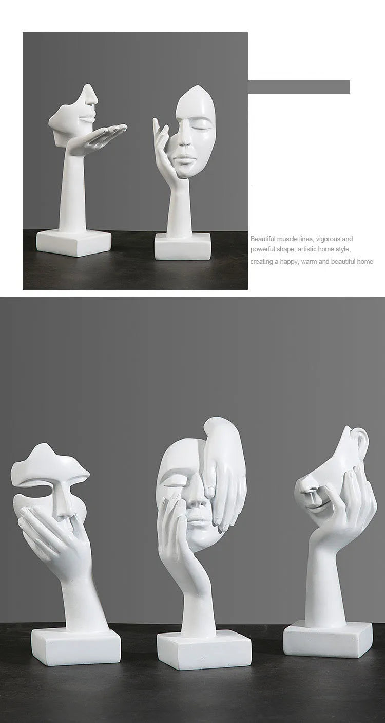 Resin Abstract Mask Statues European Miniature Figurines for Interior Home Office Study Desktop Figure Ornament Decor Gift
